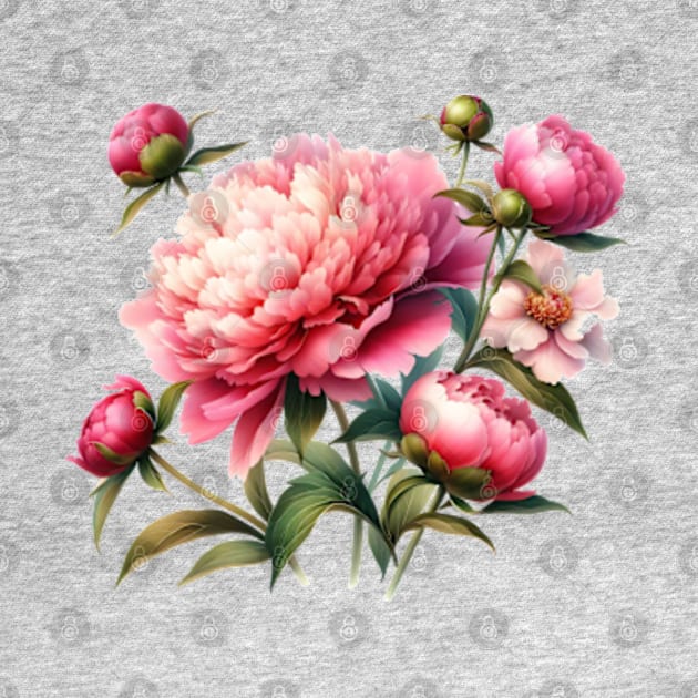 botanic watercolors, pink flowers peony flowers by StyleTops